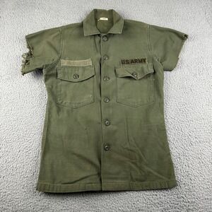 Vintage US Army Shirt OG 107 Button Up 14.5x31 60s Military DSA 100-3721 Cuttoff